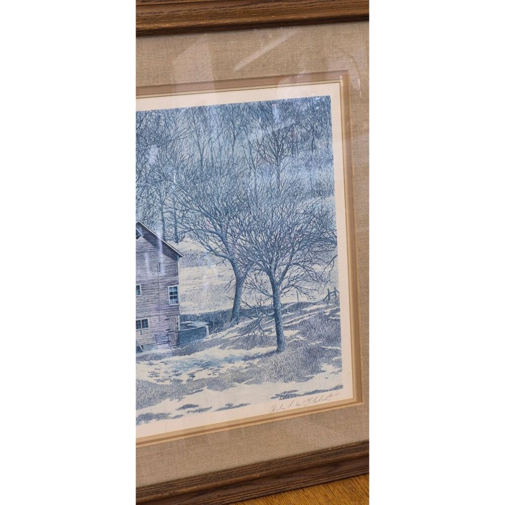 Vintage Winter Barn Print by Richard W Plasschaert Signed Numbered - Picture 7 of 15